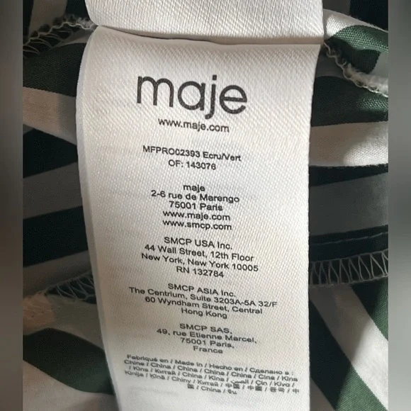 Maje Paris women striped Dress Greenwhite flared skirt formal coquette 32”waistM - Picture 14 of 16